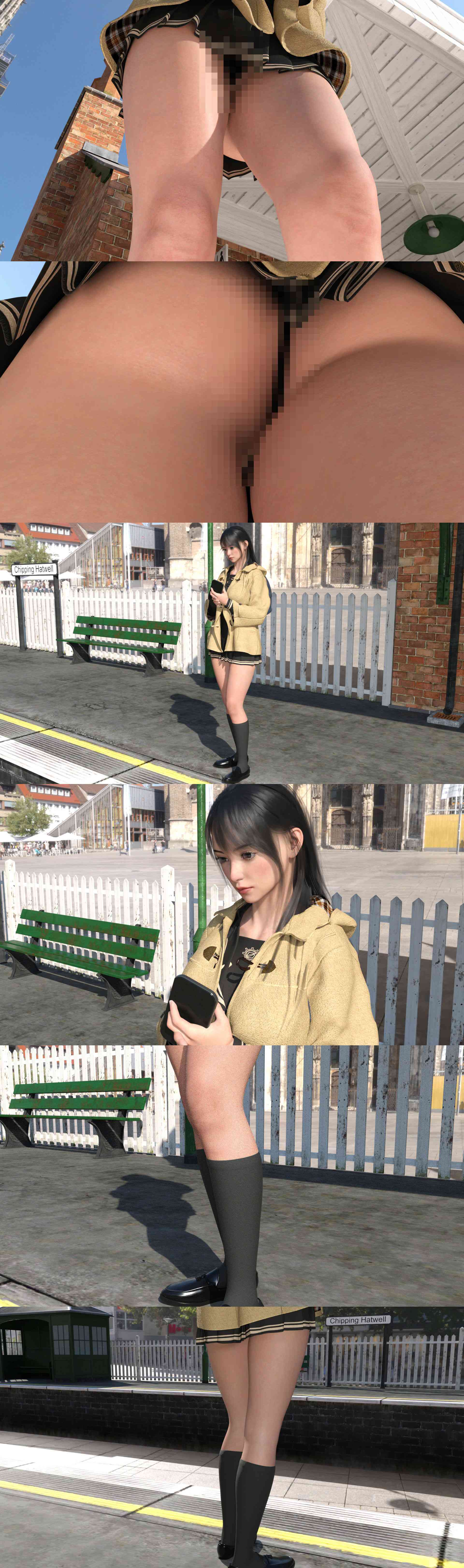 冬の早朝の駅で凄く成績優秀そうな、ナマ脚の長くて綺麗な女子学生さんを見かけたので背後から忍び寄ってスカートの中を盗撮した（PV06:黒レースのパンティ編）（Libido-Labo）-動画画像